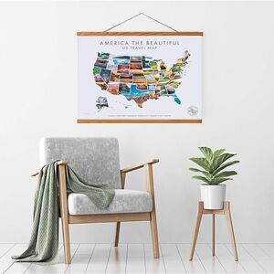 50 STATE ADVENTURE MAP . America the Beautiful US Travel Map Poster